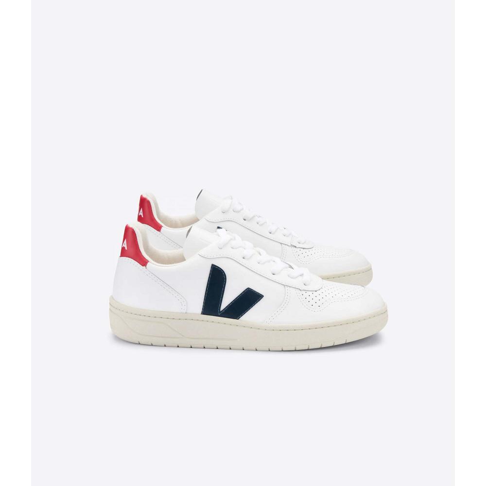 Αθλητικά Παπούτσια ανδρικα Veja V-10 LEATHER White/Red | GR 338DFM